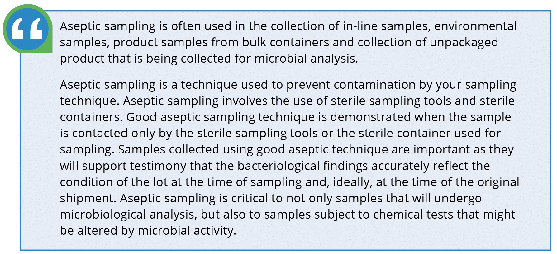 FDA Aseptic Sampling Quote